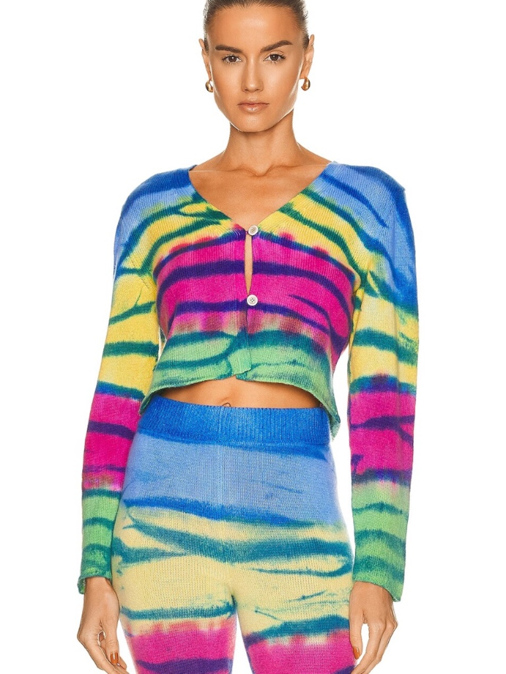 $1,455 The Elder Statesman Cashmere Frank Stripe Mini Cardigan Size Small